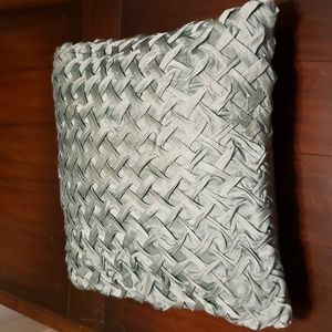Silky down blue basket weave accent pillow